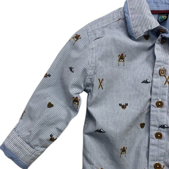 Nano Stripe Ski Mountain Button-Down Shirt size 9 Months - Picture 6 of 9
